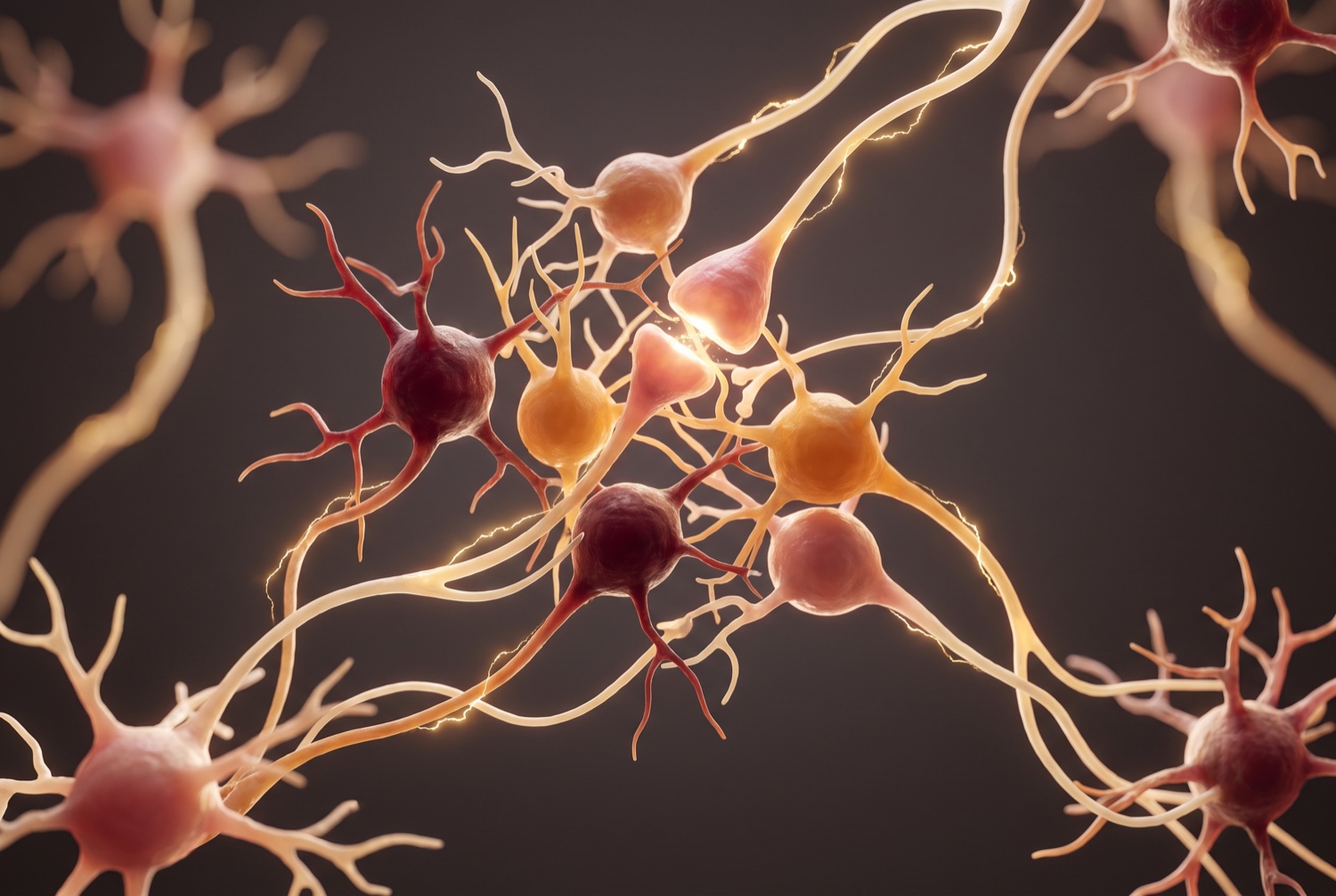 Soft filaments of warm light, suggesting neural signalling
